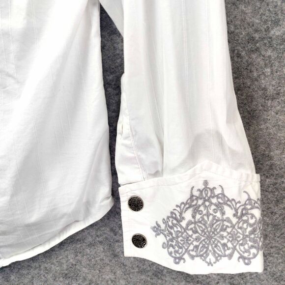7 Diamonds Shirt Mens Large White Button Down Y2K  Gothic Punk Grunge Rockabilly - Picture 9 of 14